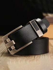 Men's Retro Buckle Leather Belt, Business Casual Faux Leather Waist Belt, Versatile For Commuting Pants - Multicolor - View 7