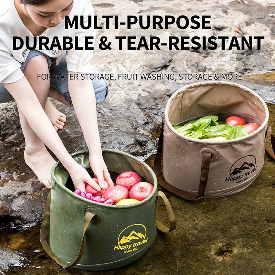 1pc Foldable Water Bucket, Outdoor Collapsible Bucket, Leak-Proof Container, Suitable For Camping, Hiking, BBQ, Washing Vegetables, Outdoor Cooking