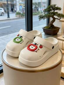 1 Pair Women's Fashionable Versatile EVA Thick Sole Anti-Slip Hollow Design Flat Casual Sandals, Suitable For Spring And Summer - White - View 12