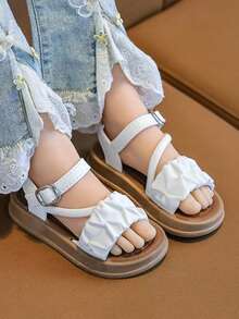 1 Par de Sandálias Infantis Versáteis de Princesa para o Verão de 2026, Sandálias Minimalistas e Modernas com Sola Rasteira e Macia para Meninas, Ideais para a Praia em Tamanhos Infantil, Grande e para Bebês. - Branco - Ver 2