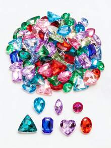 Asymmetrical Flat Back Acrylic Rhinestones, 50/100/200pcs Multi-Shape Diamond Gems, DIY Decorative Accessories, Suitable For Jewelry Making, Clothing, Shoes And Bags - Multi-color 2 - View 13