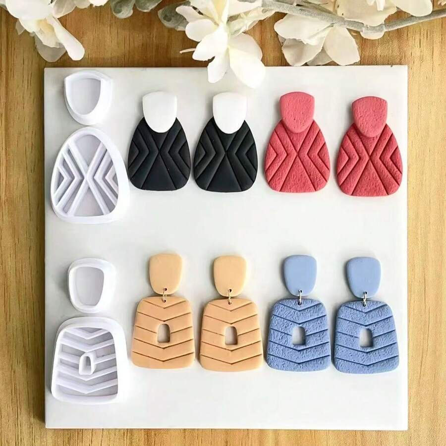 Khuôn cắt khuyên tai bằng đất sét kiểu Bohemian/Khuôn làm đồ gốm mềm, thích hợp để làm khuyên tai và trang sức bằng đất sét mềm, dụng cụ cắt đất sét mềm, dao tạo hình đất sét, dụng cụ thủ công DIY bằng đất sét mềm, dụng cụ cắt đất sét, khuôn làm khuyên tai, khuôn làm trang sức bằng đất sét mềm. - trắng - Xem 1