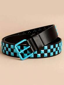 1 Unisex Studded Belt, Adjustable Belt Everyday Casual Wear - Màu xanh lam - Xem 3