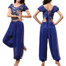 Women's Belly Dance Performance Costume, Includes Adult Short Sleeve Top And Harem Pants, Adult Practice Wear, Party Performance Outfit, Multiple Colors Available - Multicolor - View 9