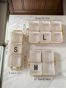 1 khay đựng kẹo bằng acrylic cao cấp có nắp đậy và viền vàng. - trắng - Xem 4