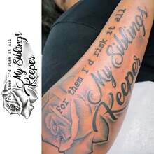 Herbal Juice Semi-Permanent Magic Tattoo Sticker, Rose Flower In English "For Them, I Am Willing To Give Everything" Pattern, 7-14 Days Non-Fading, Non-Reflective Hand Arm Body Semi-Permanent Tattoo Waterproof Non-Reflective Tattoo - Halloween - View 2