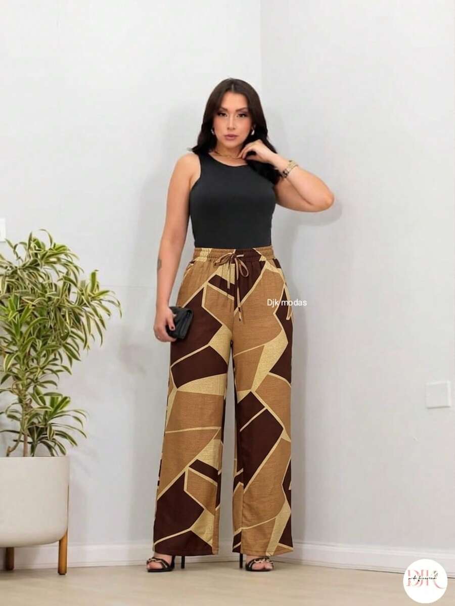 Wide-Leg Pants In DUNA Fabric, Unlined, Woven Fabric WITHOUT Elastane, With Pockets (Size Chart Available) - 榛果馬賽克 - 查看 1