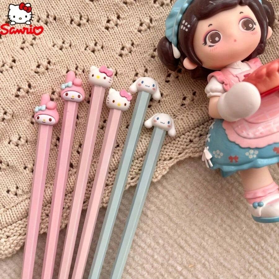SANRIO 1/2/3 双装可重复使用筷子套装，卡通图案。这些筷子经久耐用，设计有多个卡通人物，具有防滑功能，并且易于清洗。 - 查看 1