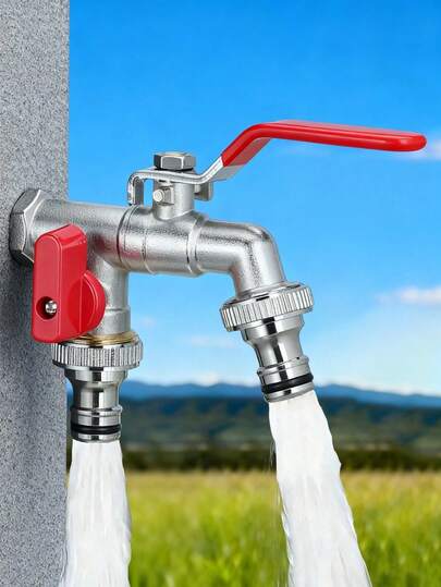1pc Multi-Functional Zinc Alloy Garden Faucet, 1/2 Inch Interface, Classic Design, Floral Watering Equipment, Hose, Mist Sprayer, Atomizing Gun, Cleaning Tool, Suitable For Garden, Lawn And Outdoor Watering Supplies
