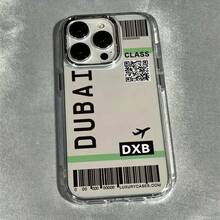 1 pieza Funda suave y resistente a golpes de TPU transparente con marco de metal con estampado de boleto de avión, de alta calidad, adecuada para modelos Apple 17/17Pro/17Promax/16/16Plus/16Pro/16ProMax/15/15Plus/15ProMax/14/14Plus/14Pro/14ProMax, 13/13Pro/13ProMax, 12/12Pro/12ProMax, 11/11Pro Max - Multicolor - Ver 1