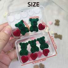 10pcs Plush Bear Heart Shaped Decor Set, With Adhesive Tape And Storage Box, Multi-Color Resin Pendant For DIY Jewelry And Phone Case Crafting - Multicolor - View 9