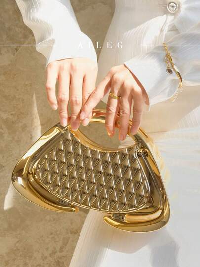 奢华女士渐变鱼鳞纹理晚宴包，精致三角形手提包，完美适用于晚宴和派对，可搭配日常装、正装、舞会礼服、生日礼服。