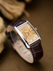 1pc Men's Quartz Watch With Fashionable Temperament Suitable For Daily Matching Birthday/Graduation Gifts Casual Gatherings - Brown - View 3