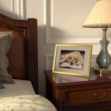 HappyHapi 8.5x11 Picture Frame Gold, Gold Picture Frames Display Photos 6x8 With Mat Or 8.5x11 Without Mat, 1 Pack Plastic Frame For Wall & Tabletop For Home Decor - 8.5x11 Gold - View 3