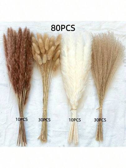 40/50/80/100/110 Stems Natural Premium Pampas Grass Decor - Dried Rattan Flowers, For Home, Wedding, Event, And Holiday Decor (Christmas, Halloween, Easter, Thanksgiving)
