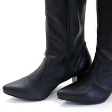 Lirom Women's Over-The-Knee Pleated Boot With Zipper, Long Shaft, Chunky Heel, Pointed Toe, Comfortable - màu đen - Xem 7