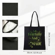 Tote Bag Simple Style Fearfully And Wonderfully Made Inspirational Quote Print For Everyday Use Shopping Travel Large Capacity Shoulder Handbag - View 5