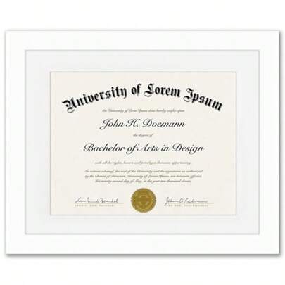11x14 Diploma Frame With Shatter-Resistant Glass - Use As 8.5x11 Frame With Mat Or Display 11x14 Documents Without Mat - Legacy Collection - Certificate Frames For Wall Display - White