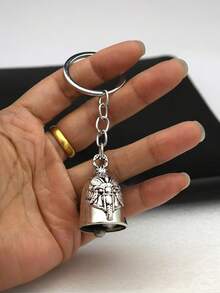 1pc Casual Street Style Bell Pendant Punk Retro Motorcycle Angel Wing Keychain, Knight Talisman Charm - Multicolor - View 8