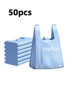 100 piezas Bolsas de basura con cordón estampadas, bolsas de basura de plástico resistentes con asas de amarre, bolsas de residuos de cocina a prueba de fugas para el hogar y la oficina, disponibles en rosa/azul - Múltiples estilos - Ver 11