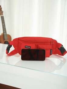 Bolsa de cintura de unicolor minimalista para hombres - Rojo - Ver 5