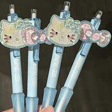 4pcs/Set Blue Kitty Retractable Ballpoint Pens, Suitable For School And Office Supplies - Sets - View 1