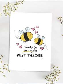 1张可爱蜜蜂感谢教师卡 – 学期结束感谢卡，教师感谢卡，学校教师礼物 - 多色 - 查看 6