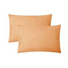 CLARA CLARK Colección Premier 1800 Lujoso Juego de sábanas de Microfibra Bordado de 3 líneas Doble Apricot Buff Orange 1 uds. por Paquete - Chabacano - Ver 6