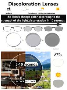 1 par de gafas de moda con marco grande y fotocromáticas, adecuadas para uso al aire libre, en el trabajo, para ir y venir, y para llevar sin maquillaje en verano - Multicolor - Ver 6