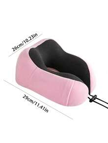 1 chiếc gối chữ U di động, gối kê cổ du lịch bằng mút hoạt tính, thích hợp cho máy bay, du lịch và nghỉ ngơi, lái xe, ngủ trưa tại văn phòng, hỗ trợ cổ, giảm đau cổ, màu hồng - Hồng - Xem 2
