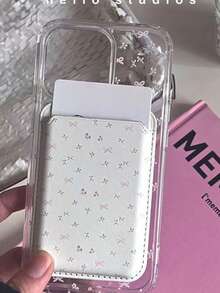 2 Stücke süße transparente Blumen Schleife Handyhülle, magnetisch kompatibel mit kabelloser Aufladung für iPhone 11/11 Pro/11 Pro Max/12/12 Pro/12 Pro Max/12 Mini/13/13 Pro/13 Pro Max/14/14 Pro/14 Pro Max/14 Plus/15/15 Pro/15 Pro Max/15 Plus/16/16 Pro/16 Pro Max/16 Plus/17/17 Air mit Kartenfach & Geldbörsen Rückseite - Schleife floral - Übersicht 2