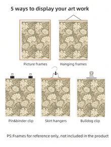 1pc Frameless Floral Wall Art Print, Botanical Green Leaves & Blossoms Pattern, Vintage Cottagecore Poster For Living Room, Bedroom, Dorm Decor, Back To School, Funky Posters, Room Decor, Gift - Flower - View 7