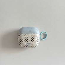 White Base Black Polka Dot Blue Cap Star + Circle Earphone Case Suitable Compatible With Apple Pro3/Pro2/4/3/2, Fashion Women Earphone Case, Minimalist Earphone Case, Apple Earphone Case, Apple Earphone Cover, Men Earphone Case - Blue - View 7