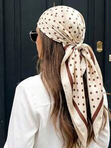 1条90cmX90cm时尚百搭多功能丝巾，简约波点大方巾，防晒披肩，头巾 - 彩色 - 查看 2
