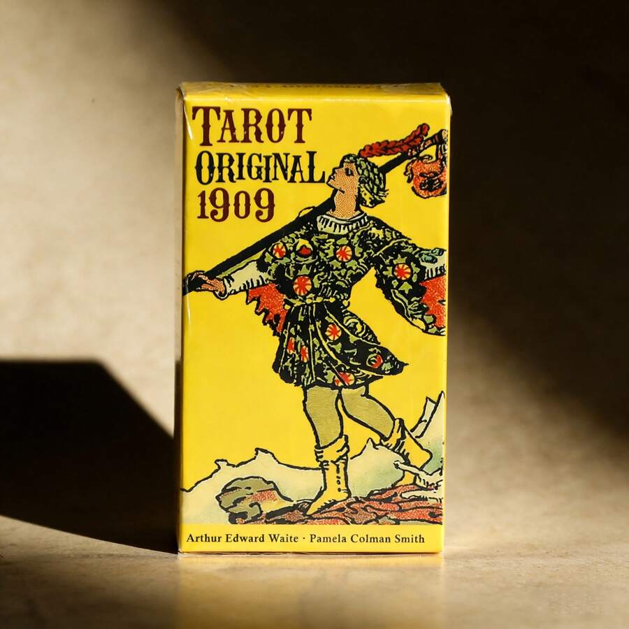 1909年原版塔罗牌 | 经典78张莱德-韦特塔罗牌 | 正宗复古塔罗牌，用于占卜、塔罗学习和灵性指导 | 初学者和塔罗牌读者的必备工具 - 黃色 - 查看 1