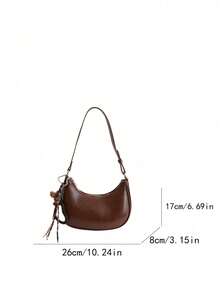 Bolso de hombro de mujer de unicolor brillante y versátil de moda - Marrón - Ver 9