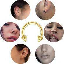 8个不锈钢C形鼻环 - 金黃色 - 查看 2