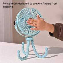 OBOVAY 1200mAh可充电便携式桌面夹式风扇，带LED灯，颜色随机，适合户外露营 - 手持 - 查看 8