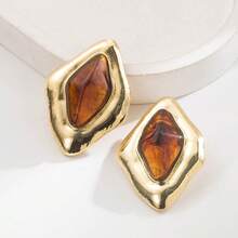 1-Pair Geometric Silhouette Earrings – Thoughtfully Designed Accent, Lightweight Comfort For Daily Wear & Casual Outings, Multiple Styles - 黑色 - 查看 3