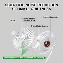 多功能夹式风扇，4 档风速可调，可充电电池供电 - 360° 旋转个人风扇，适用于家庭、健身房、办公室、学生和旅行等场合。 - 白色 - 查看 11