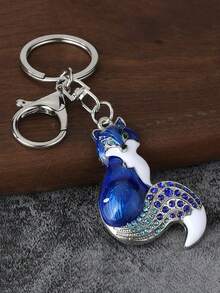 1 PC Fashionable And Cute Alloy Enamel Fox Keychain With Exquisite Style. Suitable For Both Men And Women. A Bag Charm. The Perfect Gift For Friends. - Multicolor - View 12