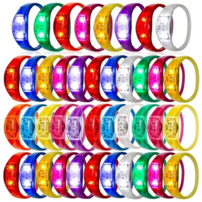 100 pulseras LED activadas por sonido con luces LED intermitentes con control de música estroboscópico para rave premios de juegos regalo de fiesta de cumpleaños regalo del día de San Valentín