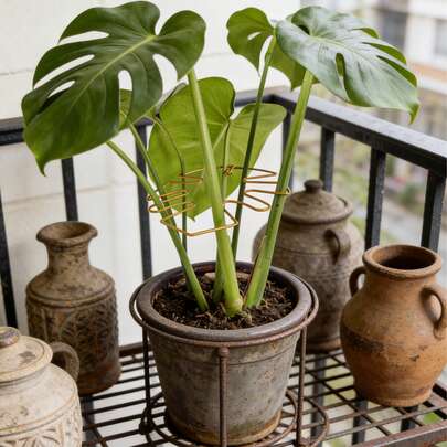 1 chiếc vòng đỡ thân cây tối giản màu vàng, giá đỡ cây bằng kim loại có thể tái sử dụng, phù hợp cho cây Monstera, cây thường xuân, cây trồng trong chậu trong nhà, dụng cụ làm vườn bốn mùa.