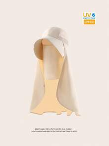 2-In-1 Detachable Face Mask & Sun Protection Shawl, UV Anti-Sun, Full Face, Wide Brim, Neck Guard, Bucket Hat Design, Ponytail Friendly - Large Shawl - View 2
