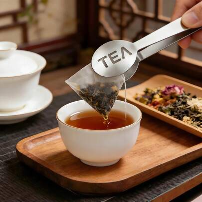 Kẹp túi trà đa năng bằng thép không gỉ, kẹp nhỏ dùng để gắp trà lá, đá, đường và chanh.
