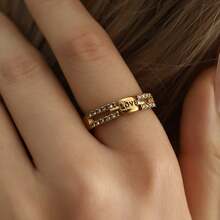 New Romantic Valentine's Day LOVE Rhinestone Ring, Niche Design Versatile Open Ring - Golden 8 - View 4