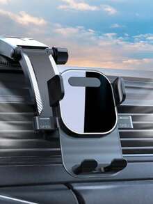 360°旋转通用车载手机支架，带自动夹紧和吸盘底座、重力锁定功能，可安装在仪表盘或空调出风口，带充电接口，防滑设计，适用于4.7-7英寸手机，自动锁定导航手机支架 - A - 查看 2