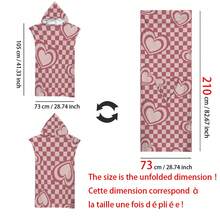 1pc Heart, Stripe, Fruit, Flower, Ocean Element Hooded Printed Cloak, Ultra-Fine Fiber Beach Blanket And Hooded Beach Wrap 2-In-1, With Buttons, Unbuttoned Can Be Converted Into Beach Blanket, Super Absorbent Towel, Suitable For Travel, Pool, Diving, Surfing, Yoga, Camping - Multicolor - View 22