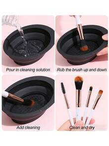 38件套化妆刷套装，包含：25支化妆刷 + 3个化妆海绵 + 3个迷你化妆海绵 + 3个粉扑 + 3个迷你气垫粉扑 + 1个化妆刷清洁工具 - 咖啡棕 - 查看 4