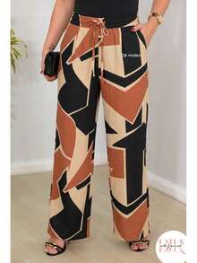 Wide-Leg Pants In DUNA Fabric, Unlined, Woven Fabric WITHOUT Elastane, With Pockets (Size Chart Available) - Abstract Tile - View 3